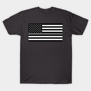 American Flag Thin Silver Line T-Shirt